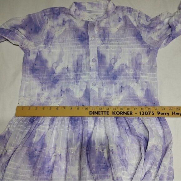 Bambah Purple White Tie Dye Pattern Chiffon Long Sleeve Maxi Dress XL? - Picture 9 of 9